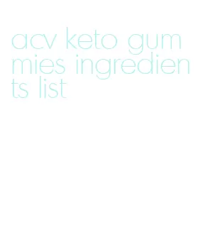 acv keto gummies ingredients list